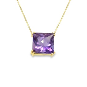 14k Yellow Gold Amethyst Pendant Necklace