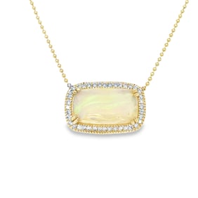 14k Yellow Gold Opal Diamond Necklace