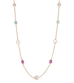 18k Gold Multi-Stone Diamond Slice Necklace