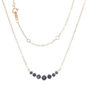 14k Yellow Gold Blue Sapphire Necklace
