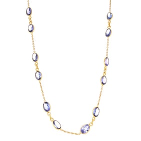 18k Gold Bezeled Tanzanite Necklace