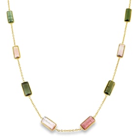 18k Yellow Gold Tourmaline Station Necklace