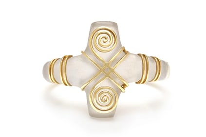 Vintage Ilias Lalaounis 1960s 18K Yellow Gold Crystal Bracelet