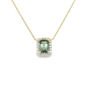 14k Yellow Gold Tourmaline Diamond Necklace