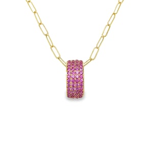 14k Yellow Gold Pink Sapphire Oval Pendant