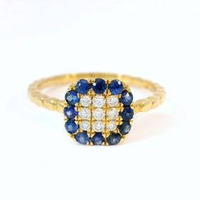 14k Yellow Gold Sapphire and Diamond Ring