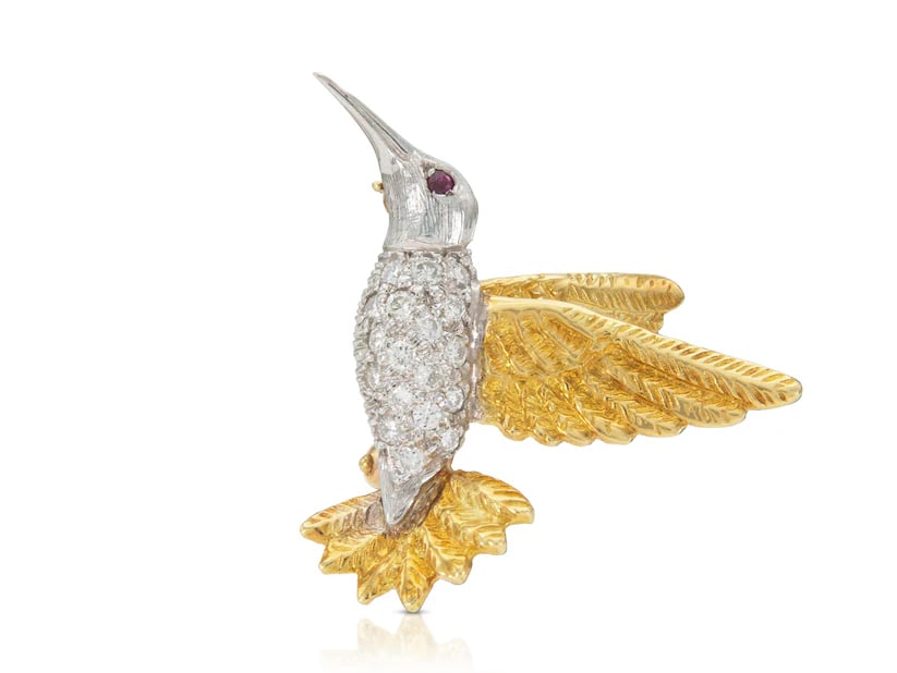 Tiffany & Co. 18k Diamond Hummingbird Brooch	Vintage 1990s (1 of 5)