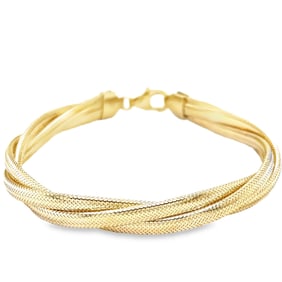 14K Yellow Gold Braided Stretch Bracelet