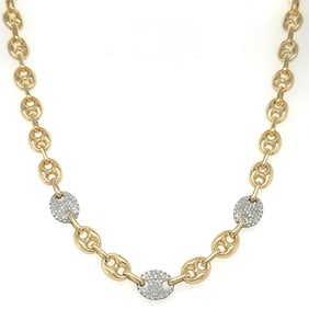 14K Yellow Gold Diamond Mariner Necklace