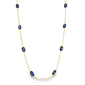 18K Yellow Gold Blue Sapphire Necklace