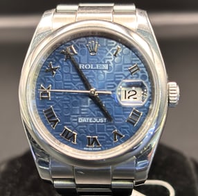 Rolex Stainless Steel Blue Jubilee Dial Watch