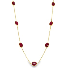 18k Yellow Gold Ruby Bezel Necklace 5.10ct