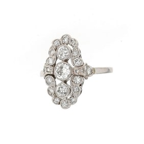 Art Deco Platinum 1.00ct White Diamond Ring