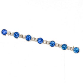 Montana Yogo Sapphire Diamond Bar Pin Certified by GIA