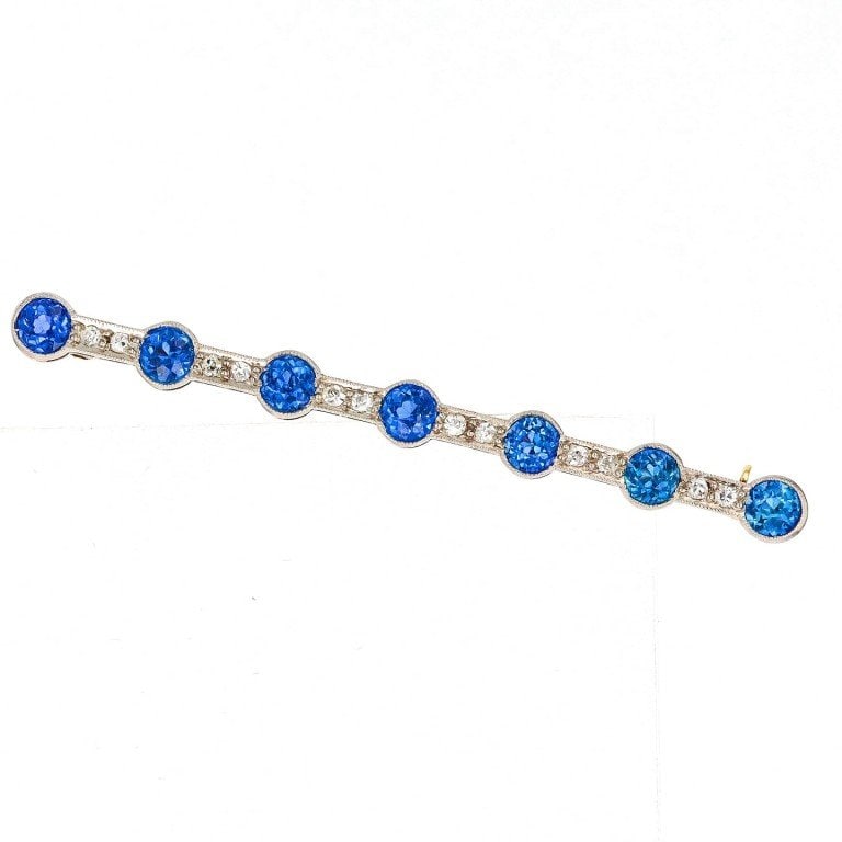 Montana Yogo Sapphire Diamond Bar Pin Certified by GIA (1 of 1)