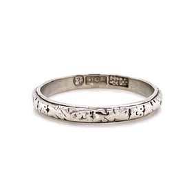 Art Deco Platinum Engraved Band Ring