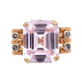 18K Rose Gold Retro Amethyst Diamond Ring