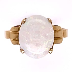 14K Yellow Gold Opal Cocktail Ring 2.5g
