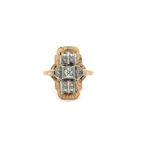 JABEL 14K/18K Two-Tone Art Deco OEC Diamond Ring