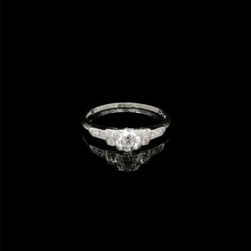 Platinum Art Deco .50ct OEC Diamond & .18tcw Diamond Ring