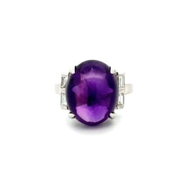Platinum Art Deco Amethyst & Diamond Ring 8.9 grams