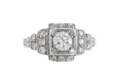 Antique Art Deco Platinum 0.75ct Old European Diamond Engagement Ring, c.1930