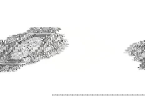 Antique Art Deco Platinum 0.75ct Old European Diamond Engagement Ring, c.1930: Antique Art Deco Platinum 0.75 Carat Old European Cut Diamond Engagement Ring circa 1930 Finely crafted in platinum with a central Old European cut diamond of approx. 0.75 carat, graded G color and SI