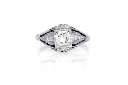 Antique Art Deco 1930s 0.80 Carat Old European Cut Diamond Engagement Ring