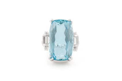 Antique Art Deco 1930s 30.00 Carat Crisscut Aquamarine Ring 15.4 g