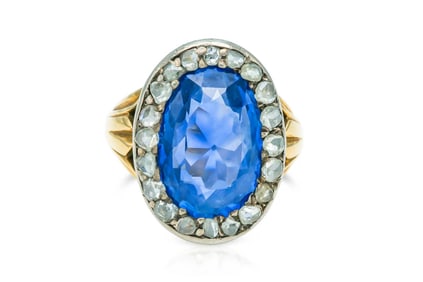 Antique 18k Gold Sapphire Diamond Ring