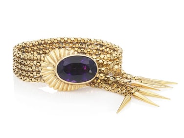 Vintage 18k Gold Amethyst Tassel Bracelet 48.5g