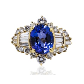 14k Yellow Gold Tanzanite and Diamond Ring 5.59