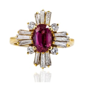 18k Yellow Gold Ruby and Diamond Ring 5.82g GIA certified