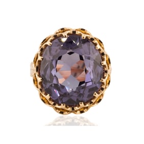 14k yellow Gold Synthetic Alexandrite Ring