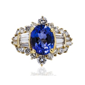 14k Gold Tanzanite & Diamond Cocktail Ring