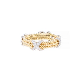 Tiffany & Co. Schlumberger Platinum 18k Diamond X Band Ring, 1980s