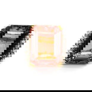 Vintage 27.90ct Peach Tourmaline Diamond 18K Gold Ring: A breathtaking 27.90ct peach tourmaline cocktail ring in rich 18K yellow gold, accented by diamonds. Eligible for GIA certification upon request, this rare mid-century treasure captivates collectors a