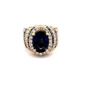 GIA 4.12ct Sapphire 18K Gold Diamond Ring
