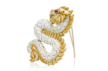 David Webb 18k Gold Ruby Brooch