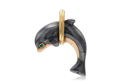 Cartier Hematite Gold Dolphin Pendant 31.9 grams