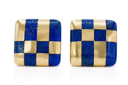 Tiffany & Co. 18k Gold Lapis Earrings