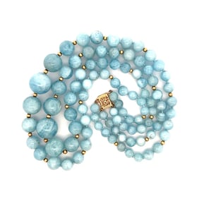 14k Gold Dyed Blue Quartz Necklace