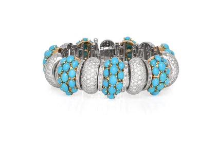 18k Turquoise Diamond Link Bracelet