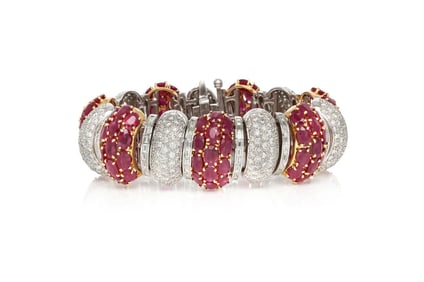 18k Ruby Diamond Link Bracelet