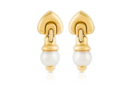 Bvlgari 18k Pearl Drop Earrings 19.5 grams