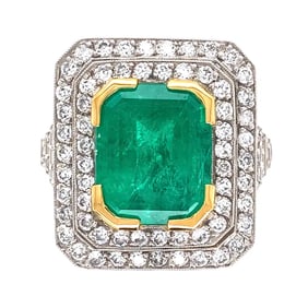 Platinum Emerald Diamond Ring