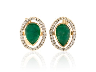 Vintage 14k Gold 15ct Emerald Diamond Cufflinks 18.4 GRAMS