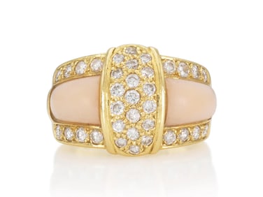 Van Cleef & Arpels 18K Coral Diamond Ring