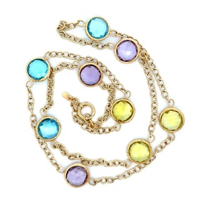 18K Gold Amethyst Citrine Topaz Necklace