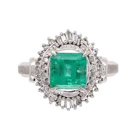 Platinum 1.80ct Emerald Diamond GIA Ring